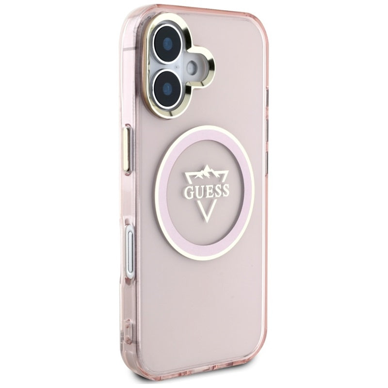 Guess IML Metal Mountain Logo MagSafe – dėklas skirtas iPhone 16 (rožinis)