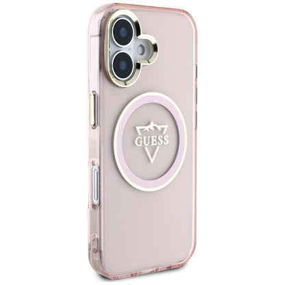 Guess IML Metal Mountain Logo MagSafe – dėklas skirtas iPhone 16 (rožinis)