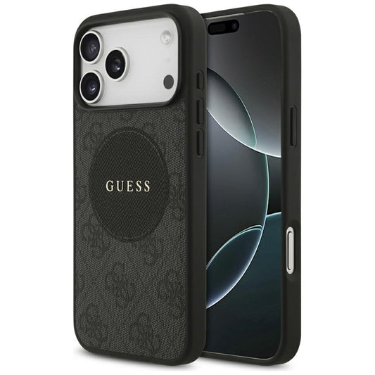 Guess 4G Circle Classic Logo MagSafe – Dėklas iPhone 17 Pro Max (Juodas)