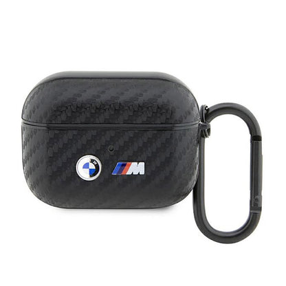 BMW Carbon dvigubas metalinis logotipas - dėklas, skirtas „Apple AirPods Pro“ (juodas)