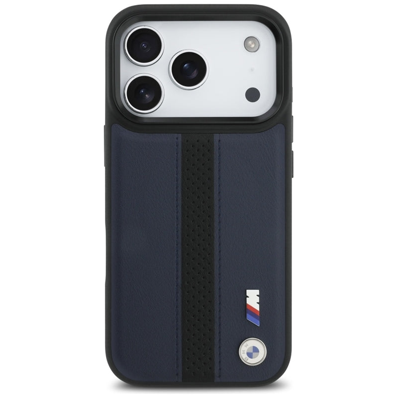 BMW M perforuotos juostelės logotipas MagSafe - iPhone 17 Pro dėklas (tamsiai mėlynas)