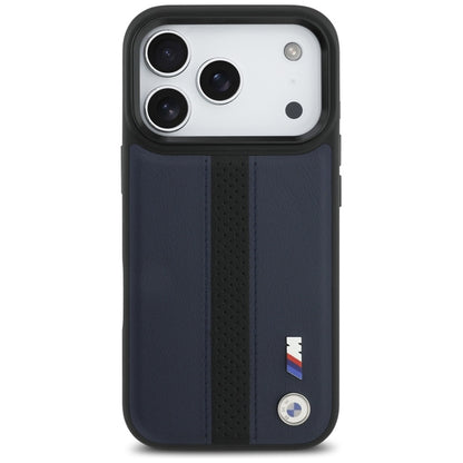 BMW M perforuotos juostelės logotipas MagSafe - iPhone 17 Pro dėklas (tamsiai mėlynas)