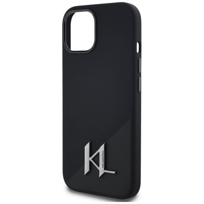 Karl Lagerfeld silikoninis "Shadow Metal Initial MagSafe" - dėklas iPhone 15 (juodas)