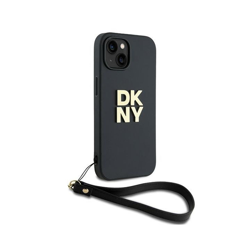 DKNY riešo dirželis su „Stock Logo“ – dėklas, skirtas „iPhone 14“ / „15“ / „13“ (juodas)
