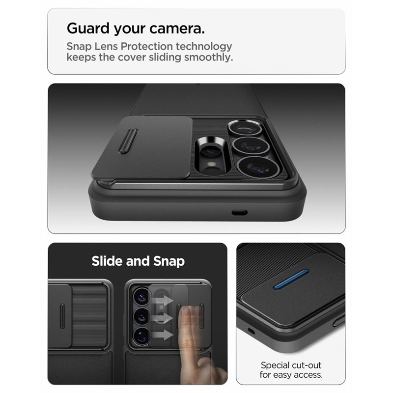Spigen Optik Armor – dėklas, skirtas Samsung Galaxy S26 Ultra (juodas)