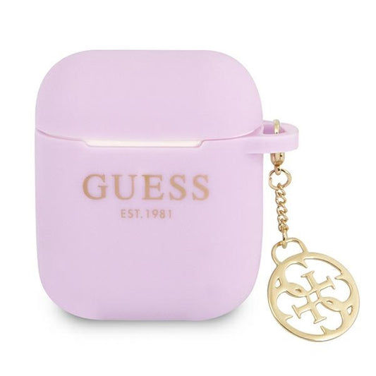 Guess 4G Charms silikoninis dėklas - dėklas AirPods (Violetinė)