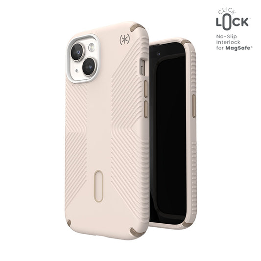 Speck Presidio2 Grip ClickLock & Magsafe – dėklas skirtas iPhone 16e / iPhone 15 / iPhone 14 / iPhone 13 (Bleached Bone / Heirloom Gold / Hazel Brown)