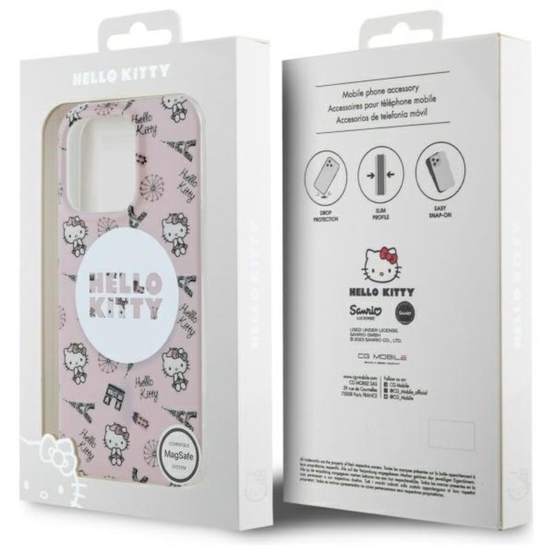 Hello Kitty IML "All Over Paris" MagSafe – dėklas iPhone 16 Pro Max (rožinis)