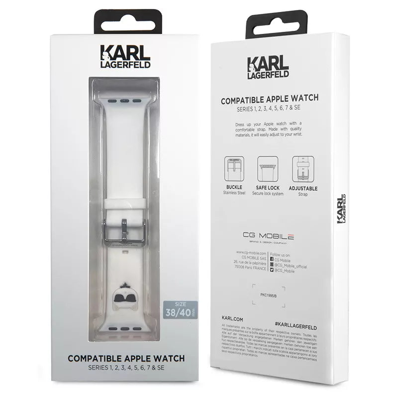 Karl Lagerfeld Choupette Head – laikrodžio apyrankė, skirta „Apple Watch“ 38/40 mm (balta)