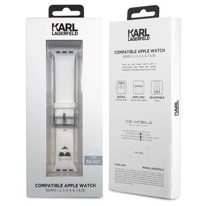 Karl Lagerfeld Choupette Head – laikrodžio apyrankė, skirta „Apple Watch“ 38/40 mm (balta)