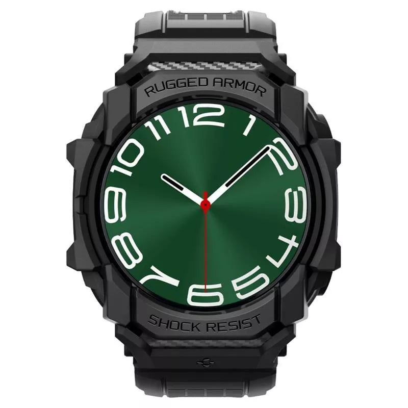 Spigen Rugged Armor Pro - Dirželis + Dėklas, skirtas Samsung Galaxy Watch Ultra 47 mm (2025/2024) (Matinė Juoda)