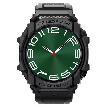Spigen Rugged Armor Pro - Dirželis + Dėklas, skirtas Samsung Galaxy Watch Ultra 47 mm (2025/2024) (Matinė Juoda)