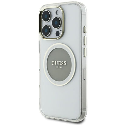 Guess IML Metal Colored Circle Classic Logo MagSafe – dėklas iPhone 16 Pro Max (pilkas)