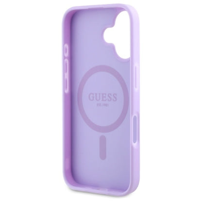 Guess Saffiano Peony Classic Logo MagSafe – dėklas iPhone 16 (violetinė)