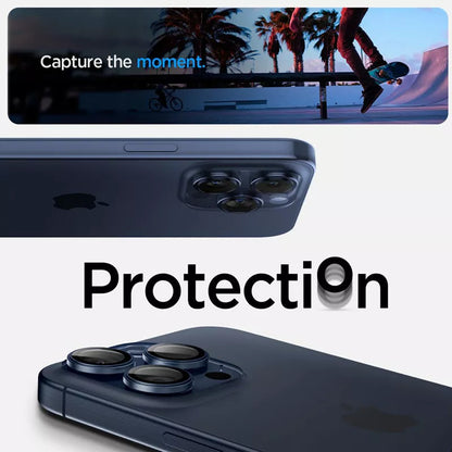 Spigen Optik Pro GLAS.TR EZ Fit fotoaparato apsauga, 2 vnt. – objektyvo apsauginis stiklas, skirtas "iPhone 15 Pro" / "iPhone 15 Pro Max" / "iPhone 14 Pro" / "iPhone 14 Pro Max" (2 vnt.)