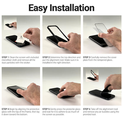 Crong 3D Šarvuotas Stiklas - 9H Grūdintas Stiklas su pilnu klijavimu iPhone 16 / iPhone 15 + Montavimo rėmelis