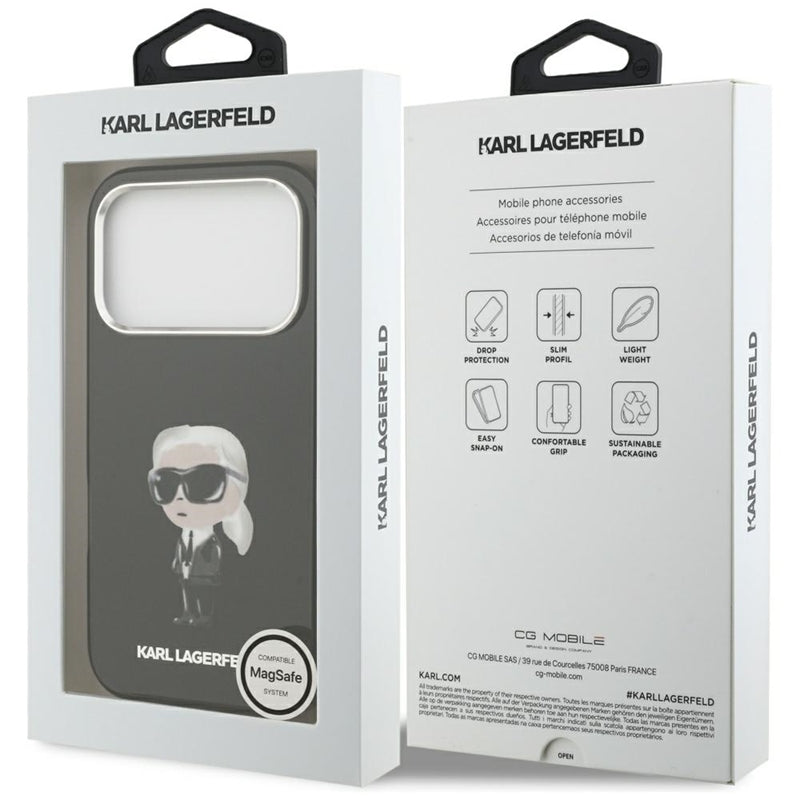 Karl Lagerfeld IML Aquarelle Karl & Logo MagSafe dėklas iPhone 17 Pro (juodas)