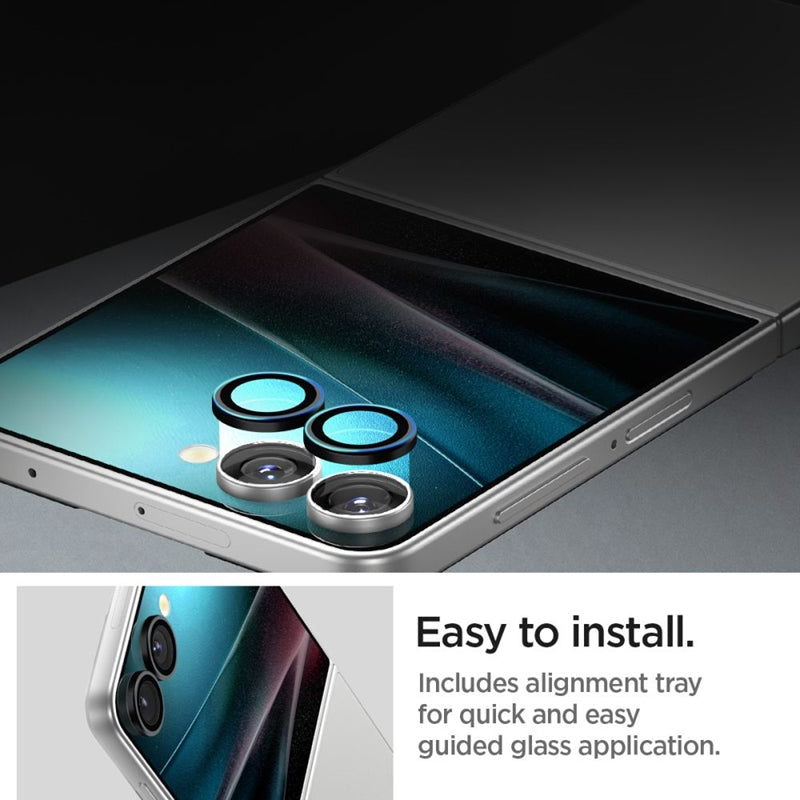 Spigen Optik Pro HD GLAS.TR EZ Fit kameros apsauga 2 vnt. – lęšių apsauga skirta Samsung Galaxy Z Flip 7 (juoda)