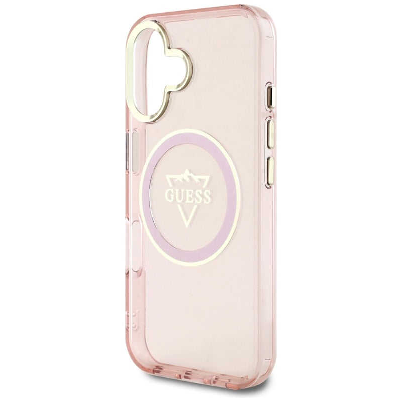 Guess IML Metal Mountain Logo MagSafe – dėklas skirtas iPhone 16 (rožinis)