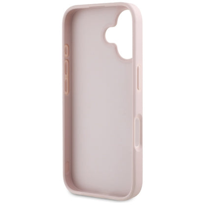 Guess grūdėtas dėklas iPhone 16 su 4G ir klasikiniu logotipu (rožinis)