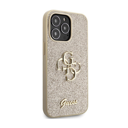 Guess Glitter Script Big 4G – iPhone 13 Pro dėklas (auksinis)