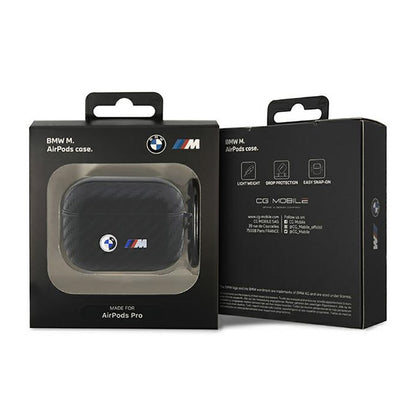 BMW Carbon dvigubas metalinis logotipas - dėklas, skirtas „Apple AirPods Pro“ (juodas)