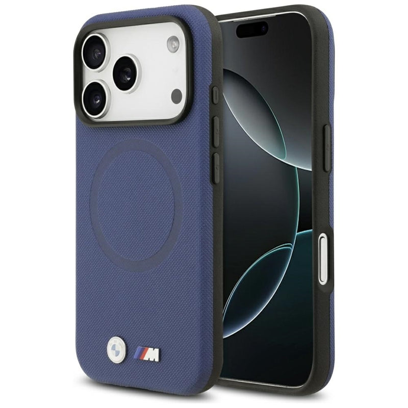 BMW M FW Metal Logo MagSafe dėklas iPhone 17 Pro Max (tamsiai mėlynas)