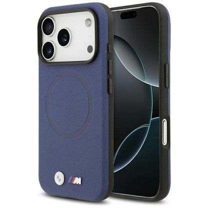 BMW M FW Metal Logo MagSafe dėklas iPhone 17 Pro Max (tamsiai mėlynas)