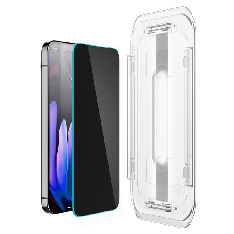 Grūdintas stiklas su privatumo filtru Spigen GLAS.TR EZ FIT Privacy 2 vnt. pakuotė, skirta Google Pixel 9 / 9 Pro / 10 / 10 Pro (2 vnt.)