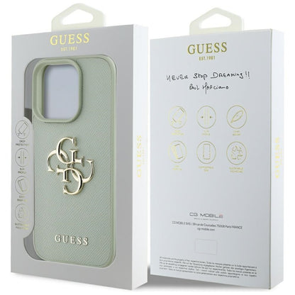 Guess Grained Big 4G Logo Small Classic Logo – dėklas, skirtas iPhone 16 Pro (žalias)