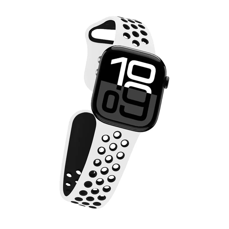 Crong Duo Sport - Dirželis Apple Watch 44/45/46/49 mm (balta/juoda)