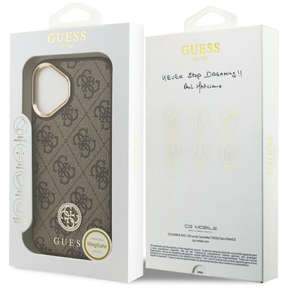 Guess 4G Strass Logotipas MagSafe - dėklas iPhone 17 (Rudos)