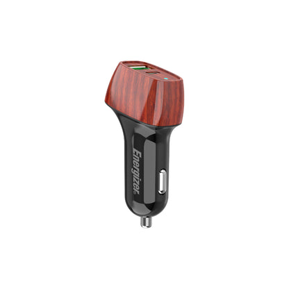 Energizer Ultimate - USB-C & USB-A 38W PD + QC3.0 automobilinis įkroviklis (WALNUT)