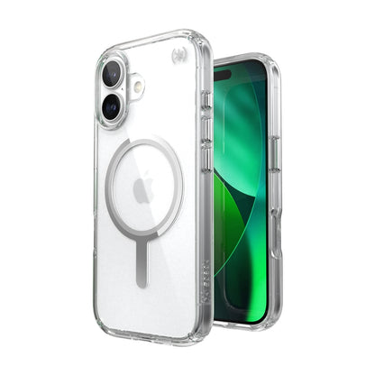 Speck Presidio Perfect Clear MagSafe - iPhone 17 dėklas (Skaidrus / Sidabrinis)