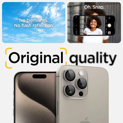 Spigen Optik Pro GLAS.TR EZ Fit kameros apsauga, 2 vnt. - Apsauginis lęšio stiklas, skirtas iPhone 17 Pro / 17 Pro Max / iPhone 15 Pro / 15 Pro Max / iPhone 14 Pro / 14
