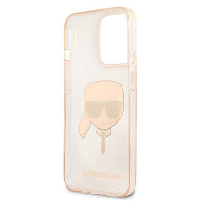 Karl Lagerfeld Karl’s Head Glitter – dėklas iPhone 13 Pro (auksinis)