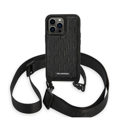 Karl Lagerfeld Monogram Plaque Logo Strap – dėklas, skirtas „iPhone 14 Pro“ (juodas)