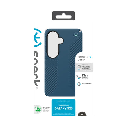 Speck Presidio2 Grip Magnet - Samsung Galaxy S26 MagSafe dėklas (Deep Sea/Silver Metallic/Spell Blue)