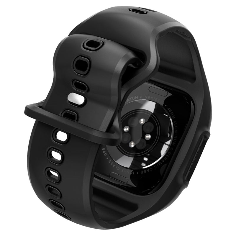 Spigen Liquid Air Pro – dirželis su dėklu, skirtu Apple Watch 10 46 mm (matinė juoda)