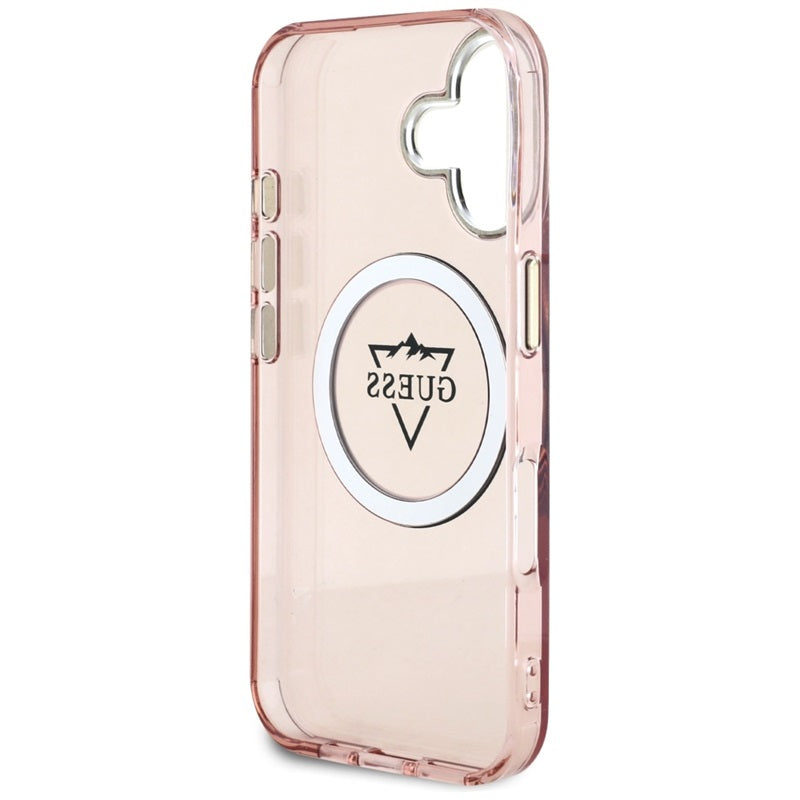 Guess IML Metal Mountain Logo MagSafe – dėklas skirtas iPhone 16 (rožinis)