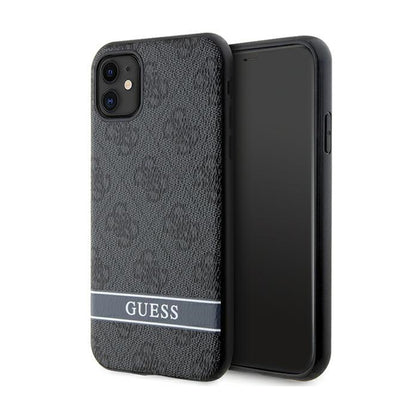 Guess 4G Printed Stripe – dėklas, skirtas „iPhone 11“ / „iPhone XR“ (pilkas)