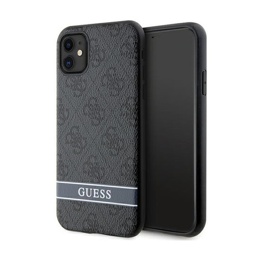 Guess 4G Printed Stripe – dėklas, skirtas „iPhone 11“ / „iPhone XR“ (pilkas)