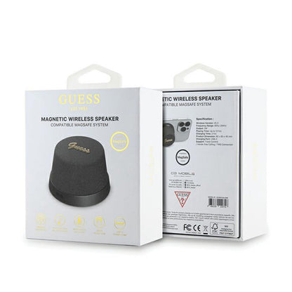 Guess Magnetinis metalinis logotipas su šriftu – Bluetooth garsiakalbis V5.3 (juodas)
