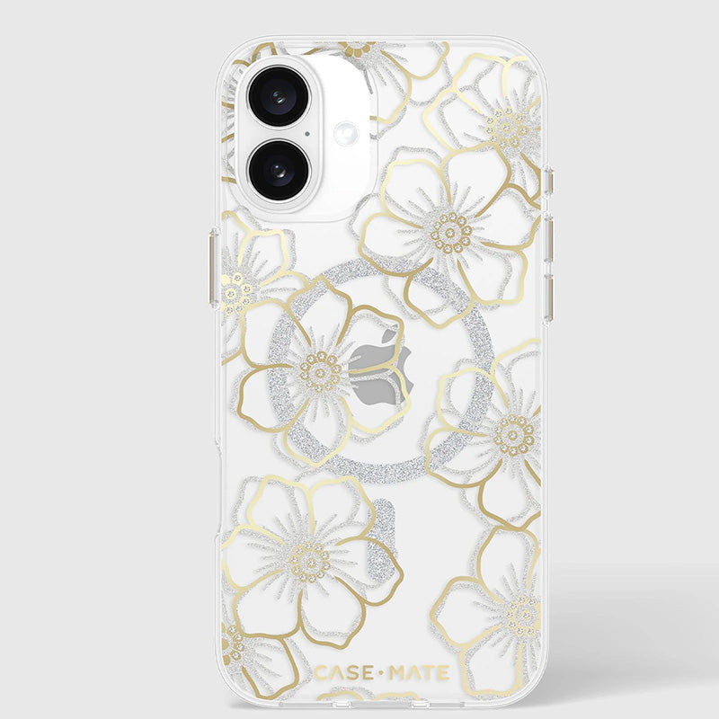 Case-Mate Floral Gems MagSafe – dėklas iPhone 16 Plus (auksinis)