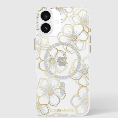 Case-Mate Floral Gems MagSafe – dėklas iPhone 16 Plus (auksinis)