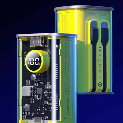 WEKOME WP-347 „Vanguard Series“ – 20000 mAh itin greito įkrovimo maitinimo blokas su įmontuotu USB-C PD 20W ir „Lightning“ + USB-A QC3.0 22,5W laidu (geltonas)