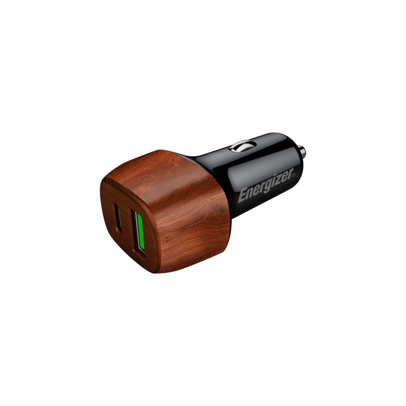 Energizer Ultimate - USB-C & USB-A 38W PD + QC3.0 automobilinis įkroviklis (WALNUT)