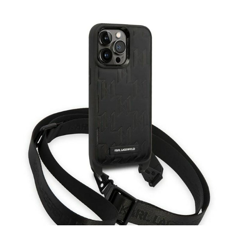 Karl Lagerfeld Monogram Plaque Logo Strap – dėklas, skirtas „iPhone 14 Pro“ (juodas)