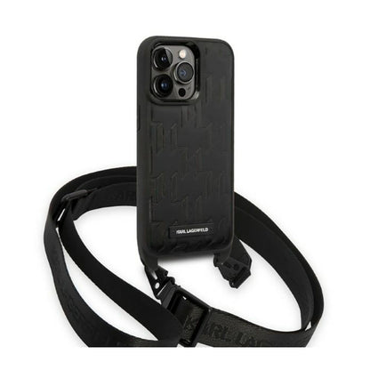 Karl Lagerfeld Monogram Plaque Logo Strap – dėklas, skirtas „iPhone 14 Pro“ (juodas)