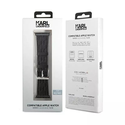 Karl Lagerfeld Saffiano Monogram – dirželis Apple Watch 42/44/45/49 mm (juodas)